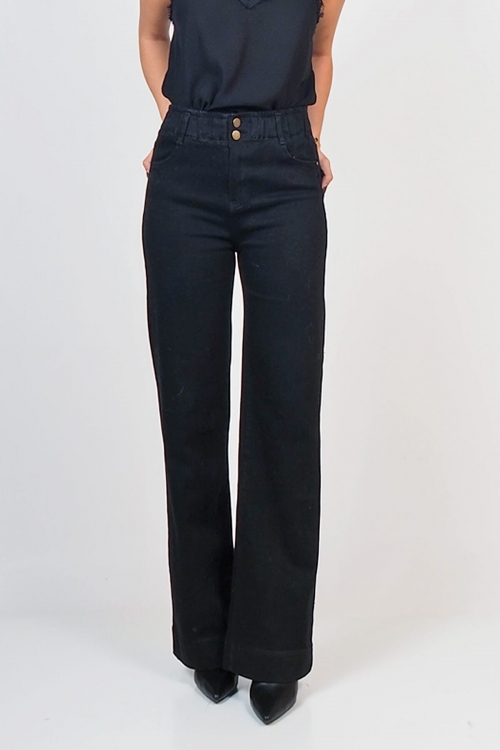 High waisted 2 buttoned wide leg jeans