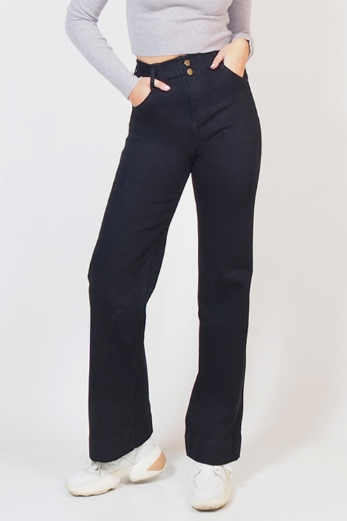 High waisted 2 buttoned wide leg jeans