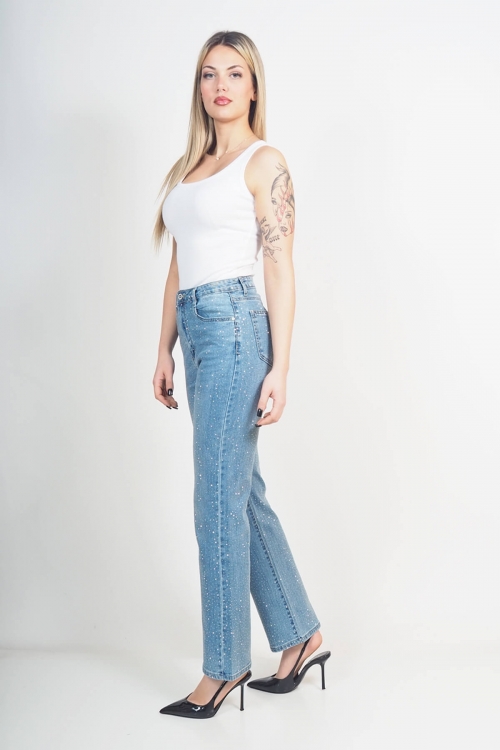 High waisted straight sparkle jeans Josephine