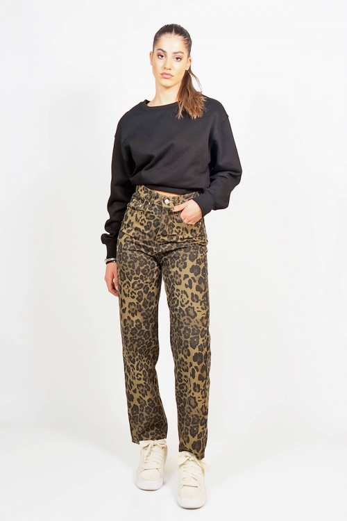 Iconic animal print denim pants