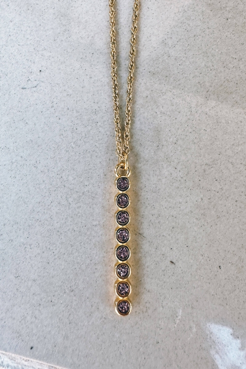Gold-plated steel chain necklace with rod