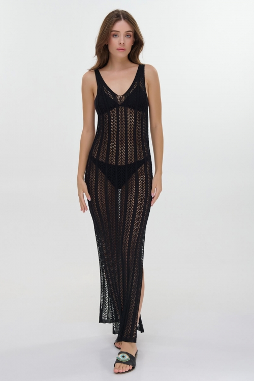 Zelly perforated long sleeveless dress