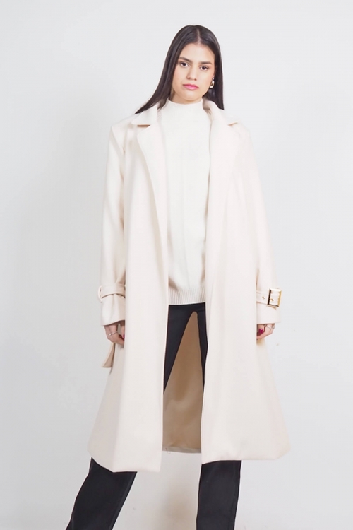 Long textured coat with belt