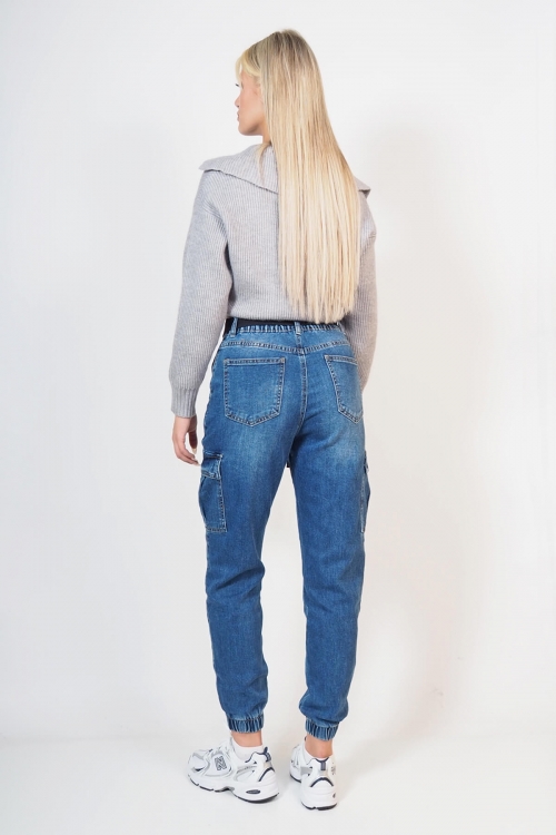 Premium high waisted cargo jeans Emilia