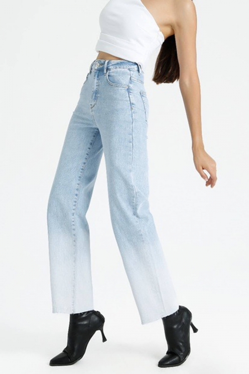 Premium high waisted crop flared ombre jeans