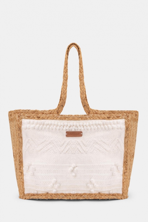 Straw bag with white detail