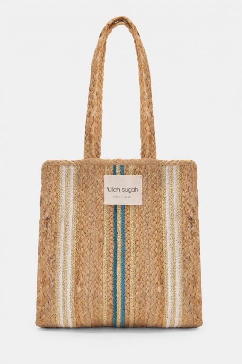 Striped straw bag