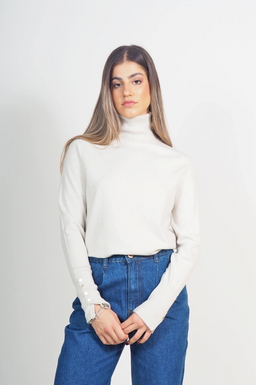 Soft knit lurex turtleneck top Leah